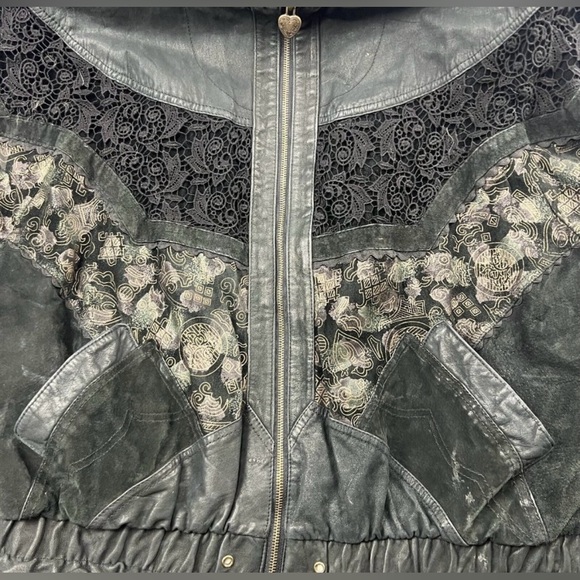 Vintage Patchwork Leather & Lace Jacket - Picture 7 of 16